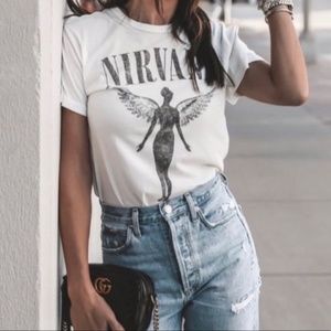 NIRVANA Vintage look graphic tee - WHITE Size Medium- Women's